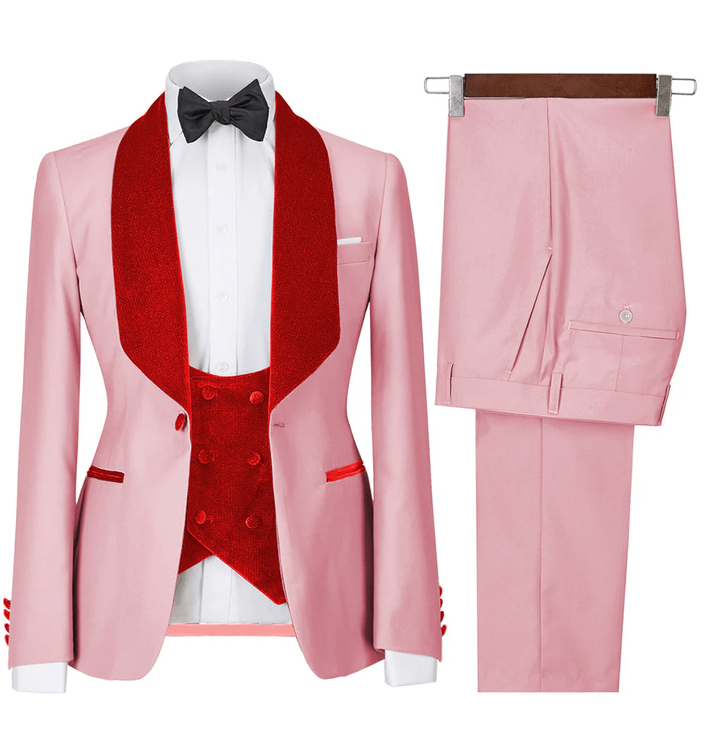 ceehuteey Men's 3 Pieces Leisure Flat Large Lapel Shawl Lapel Tuxedos for Party