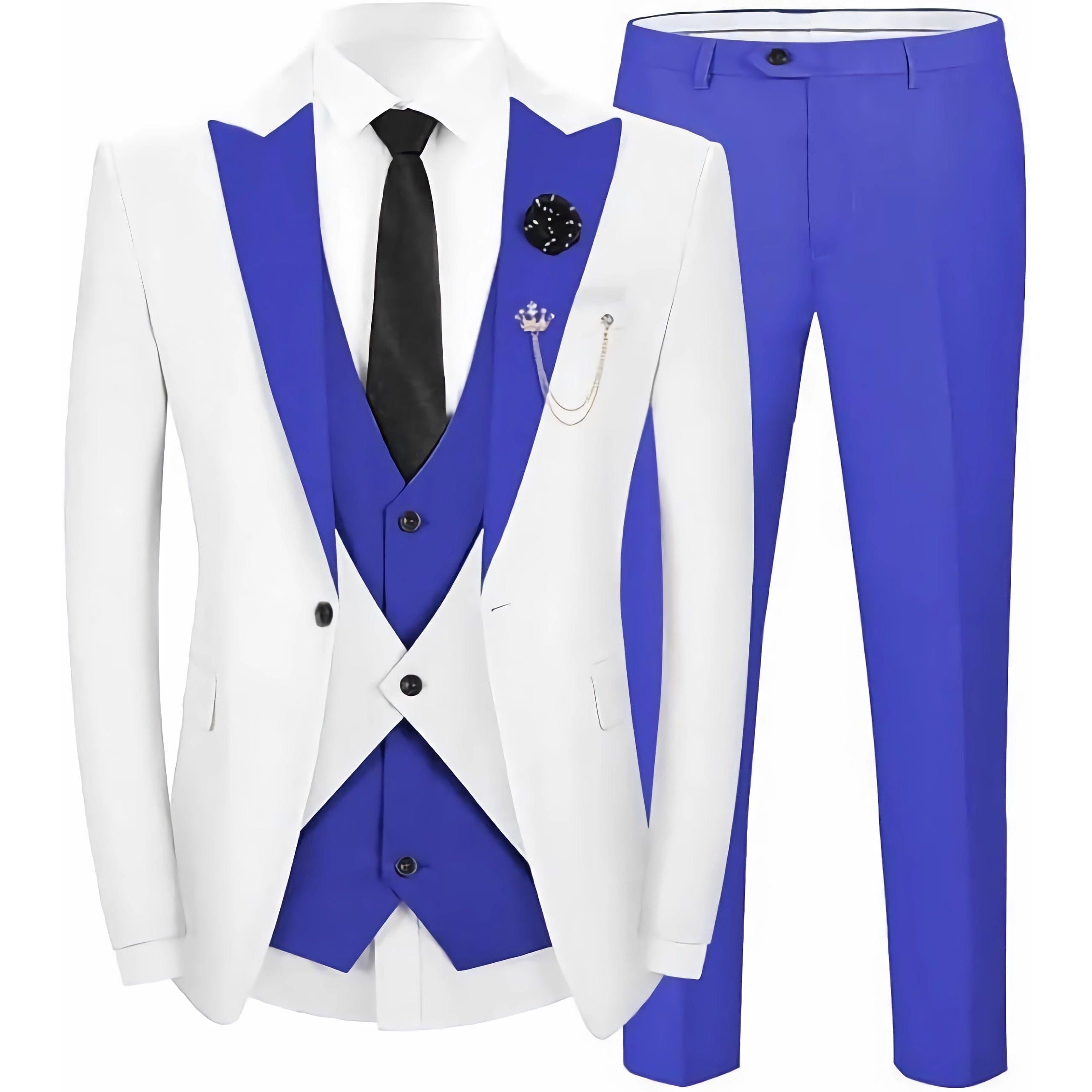 ceehuteey Men's 3 Pieces Leisure Flat Peak Lapel Tuxedos for Party