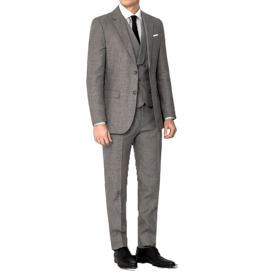 ceehuteey Men's 3 Pieces Linen Regular Fit Notch Lapel Fashion Suit