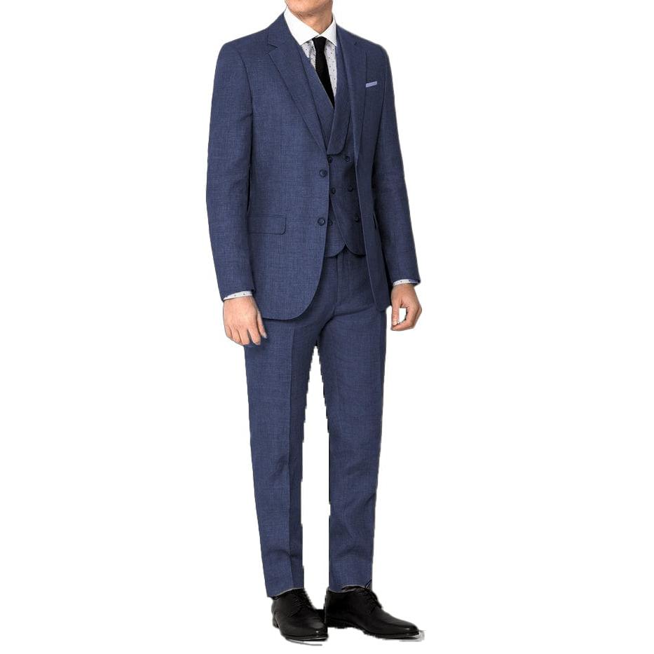 ceehuteey Men's 3 Pieces Linen Regular Fit Notch Lapel Fashion Suit