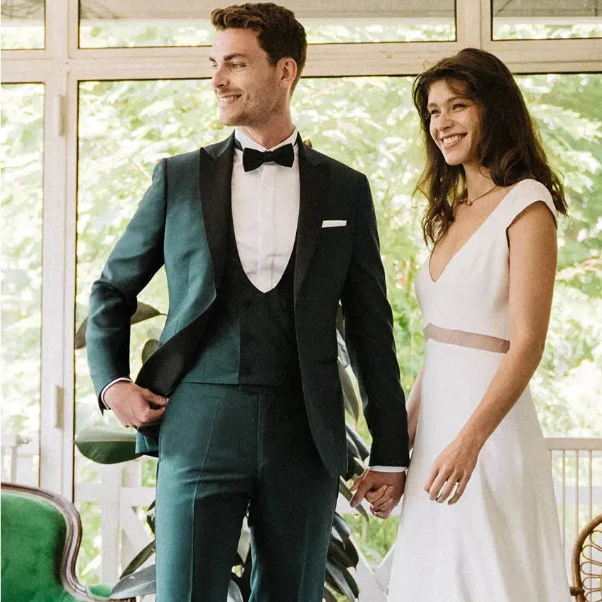 ceehuteey Men's 3 Pieces Men's Multiple occasions Dinner Jacket Fashion for Wedding Groomsmen Suit (Blazer+vest+Pants)