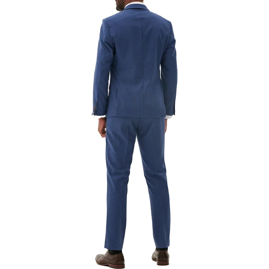 ceehuteey Men's 3 Pieces Navy Tweed Wool Herringbone Fashion Notch Lapel Suit (Blazer+Pants)
