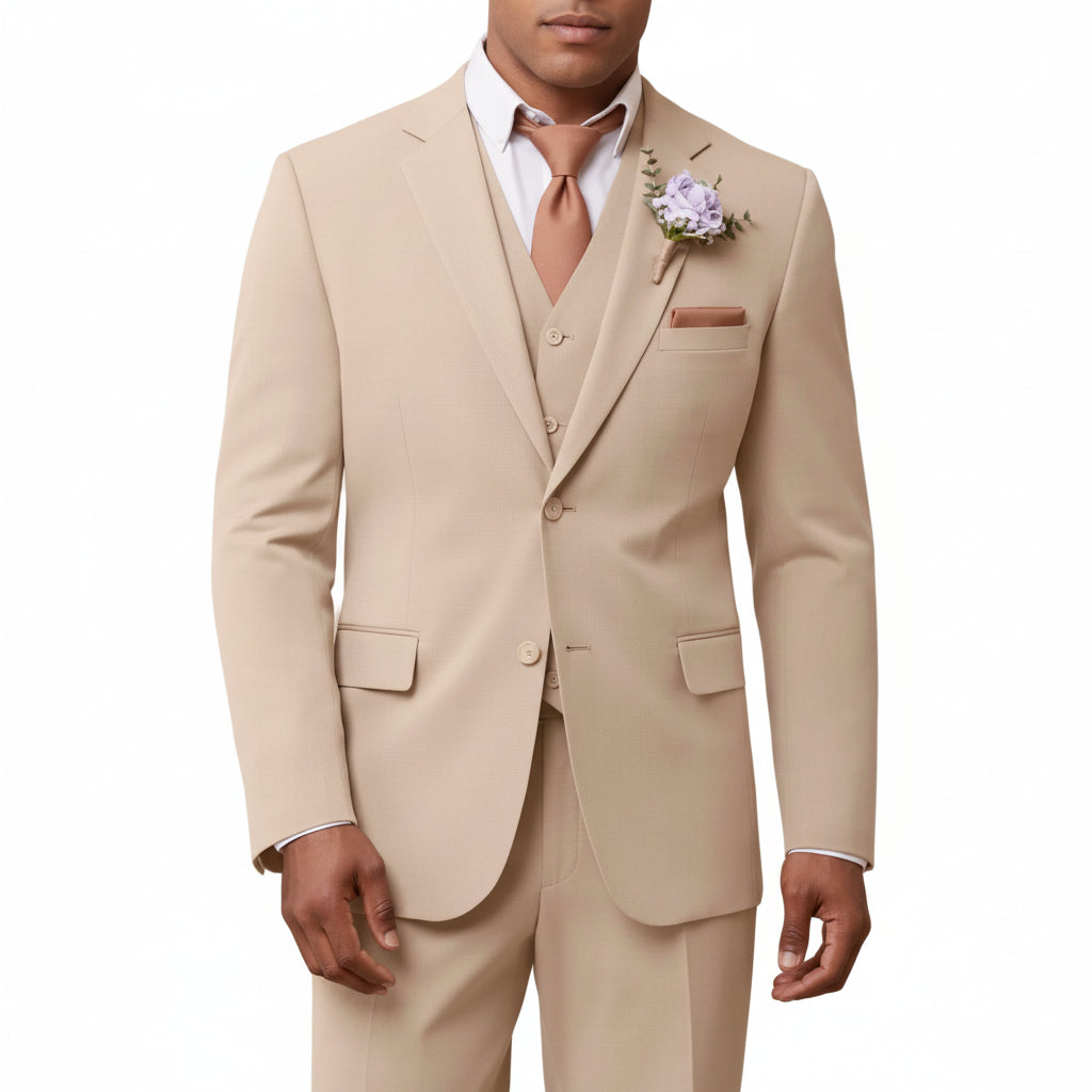 ceehuteey Men's 3 Pieces Notch Lapel Fashionable Wedding Groomsmen Tuxedos (Blazer+Vest+Pant)