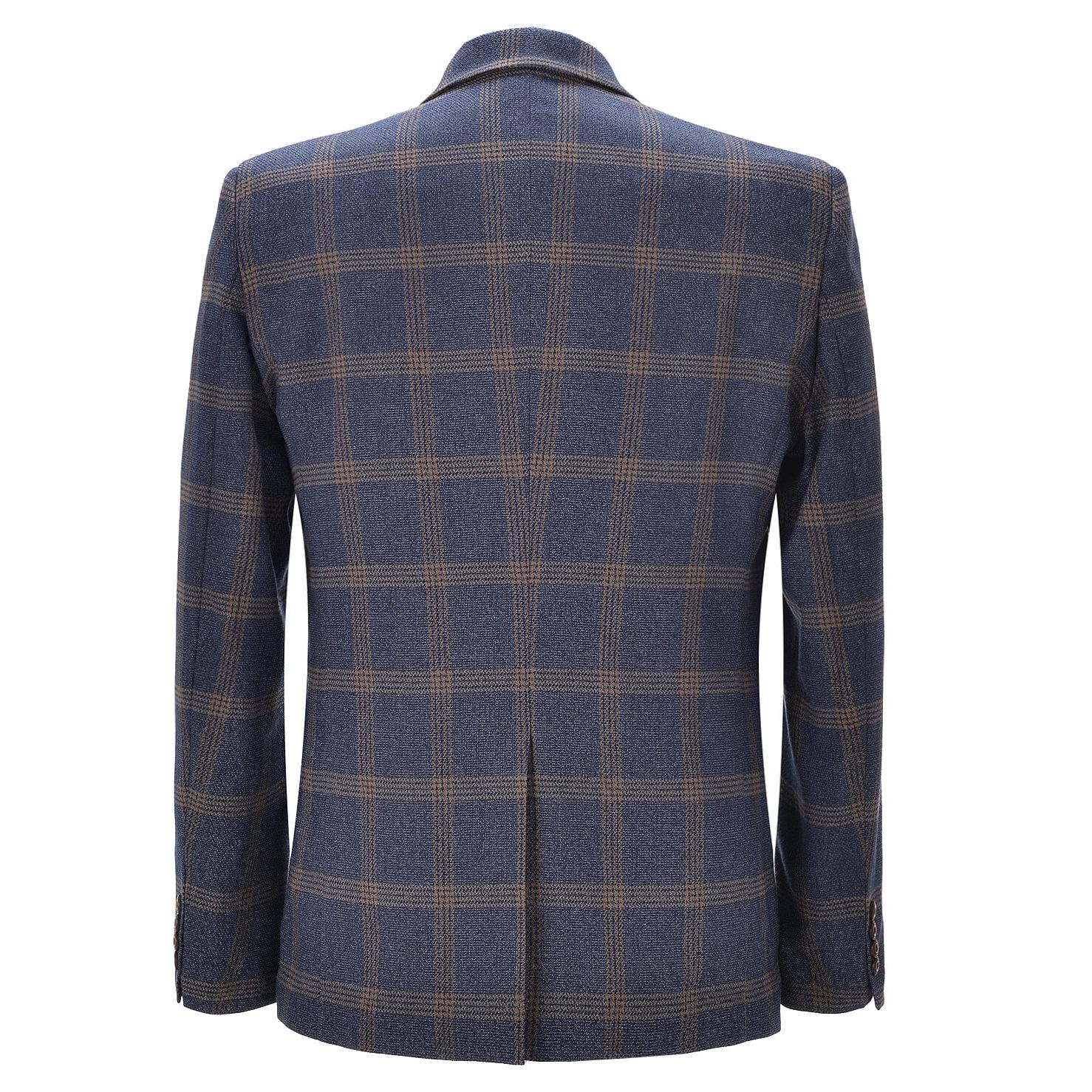 ceehuteey Men's 3 Pieces Notch Lapel Plaid Tuxedos (Blazer+vest+Pants)