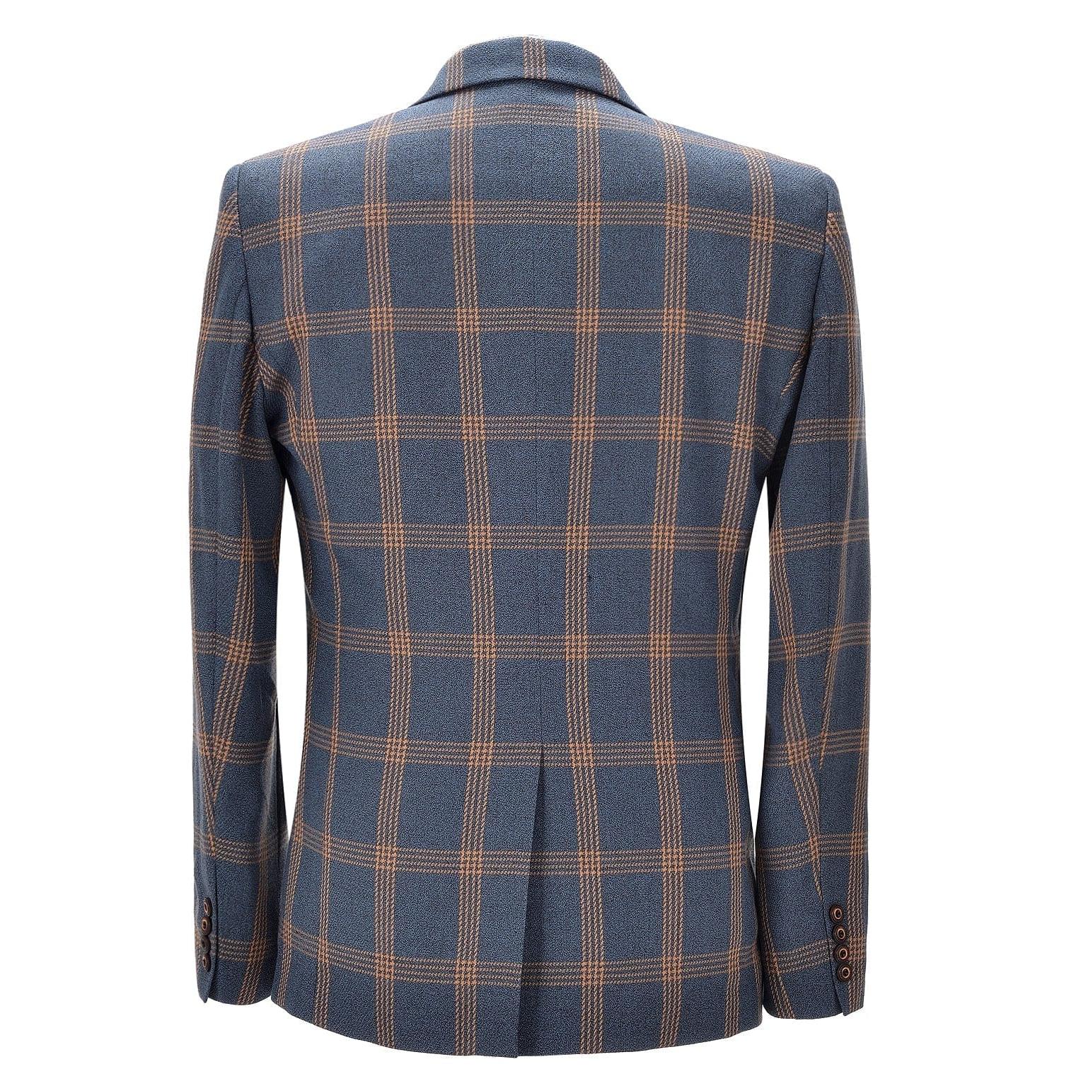 ceehuteey Men's 3 Pieces Plaid Notch Lapel Tuxedos (Blazer+vest+Pants)
