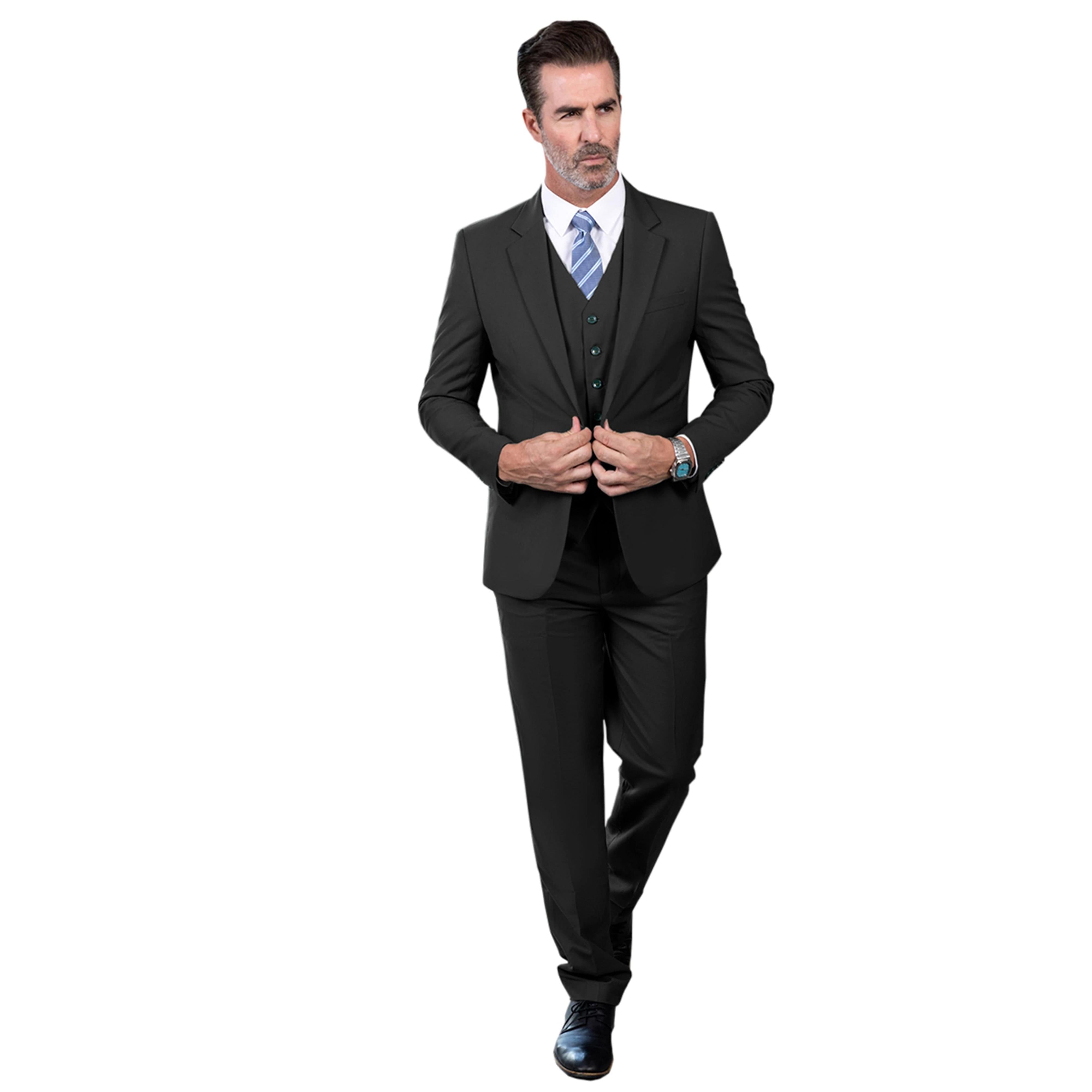 ceehuteey Men's 3 Pieces Regular Fit Notch Lapel Business Suit
