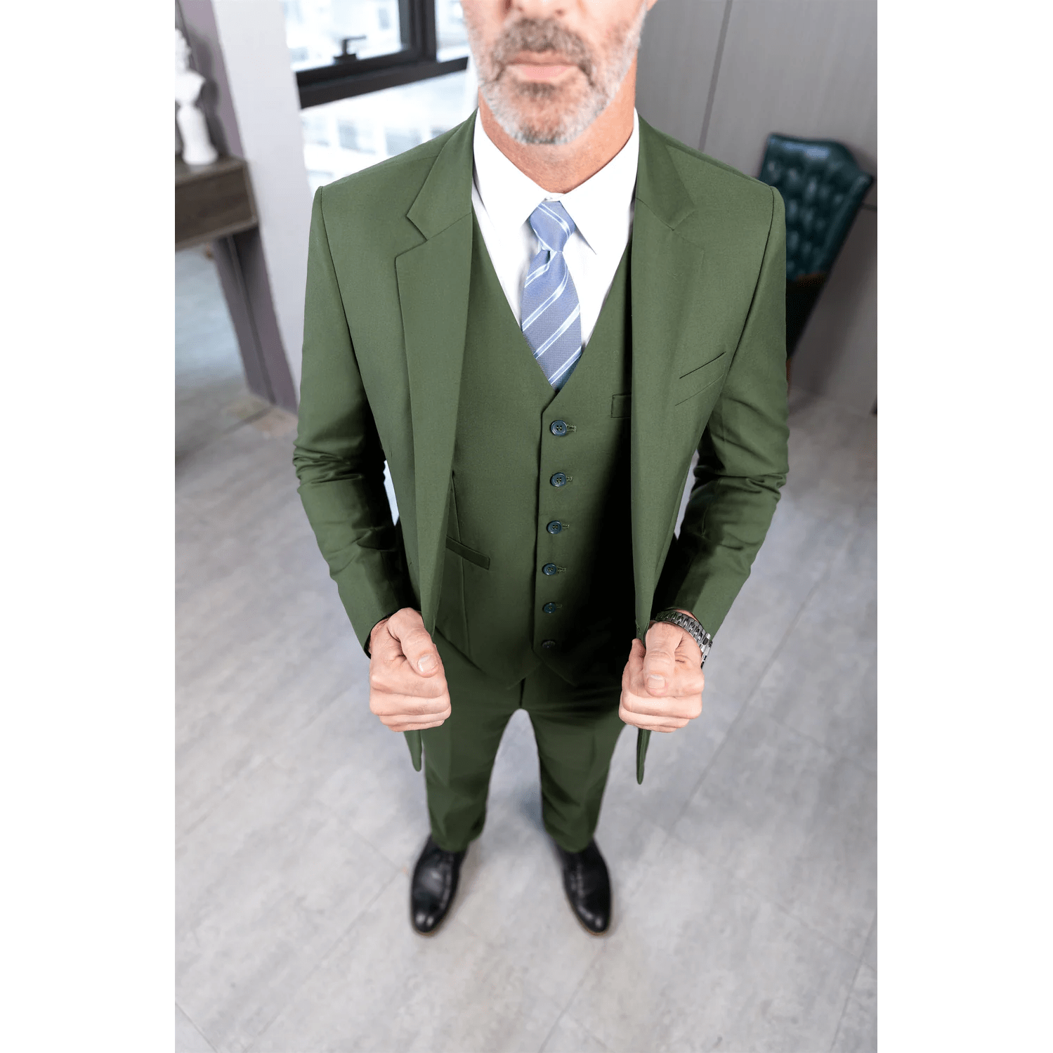 ceehuteey Men's 3 Pieces Regular Fit Notch Lapel Business Suit