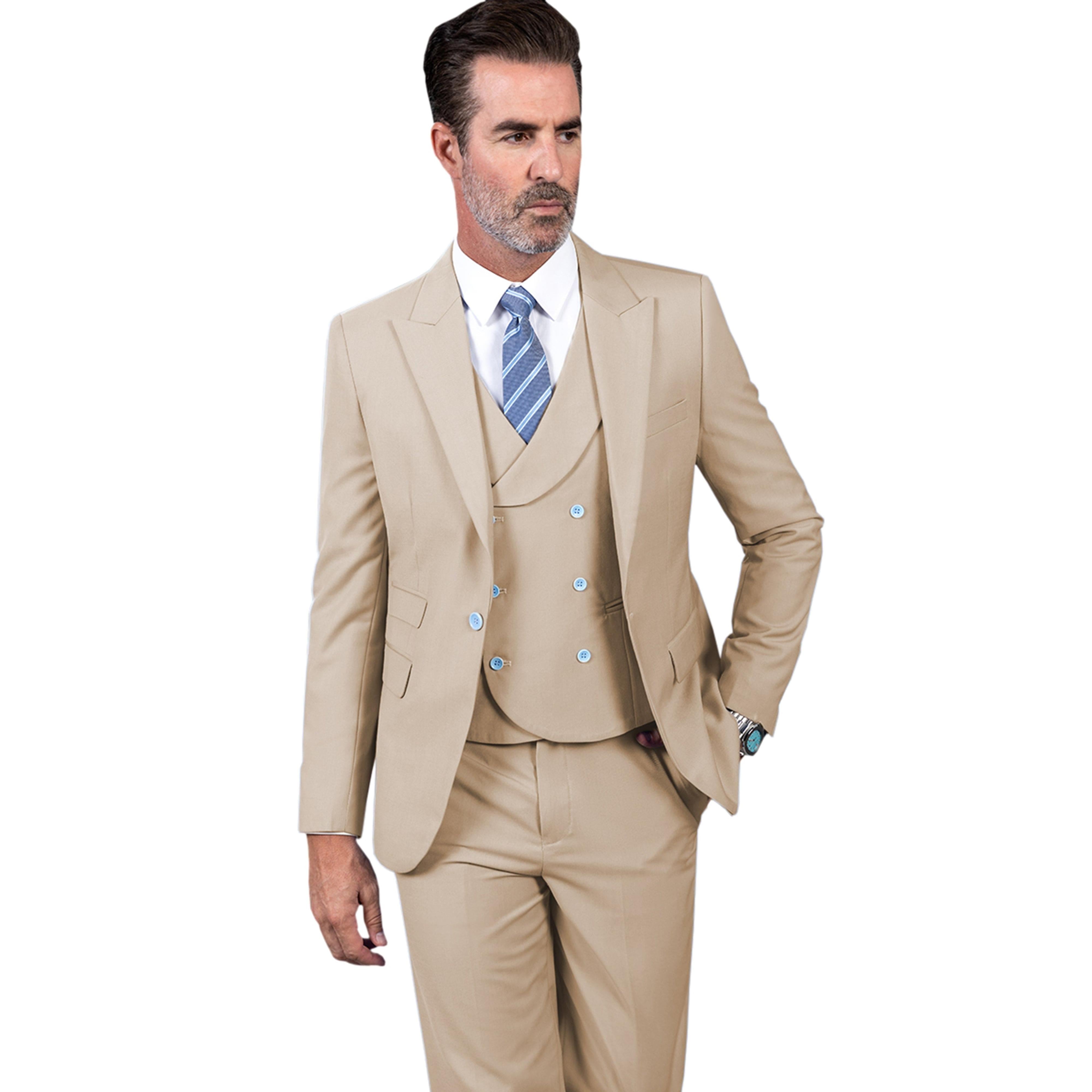 ceehuteey Men's 3 Pieces Slim Peak Lapel Regular Fit suit (Blazer+vest+Pants)