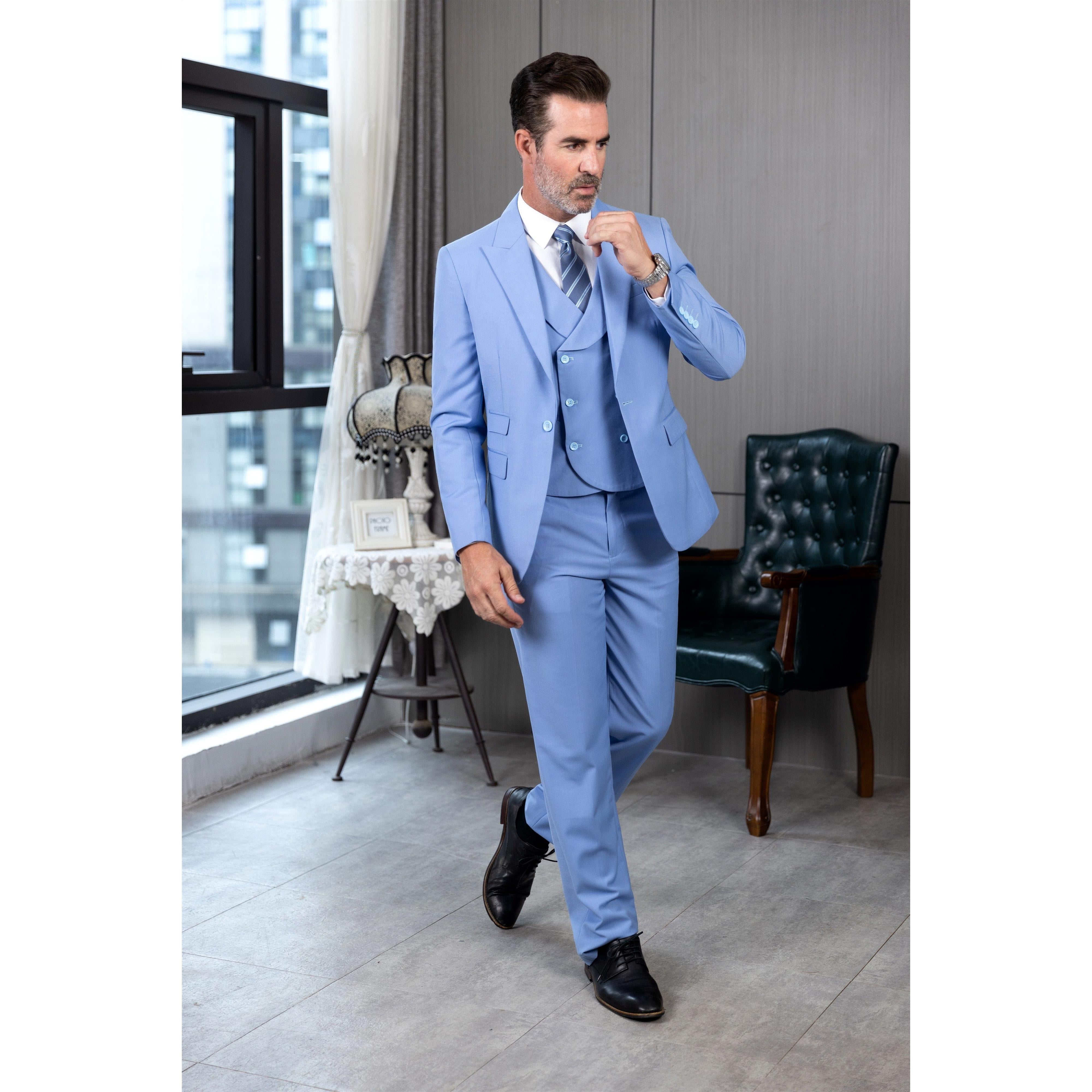 ceehuteey Men's 3 Pieces Slim Peak Lapel Regular Fit suit (Blazer+vest+Pants)