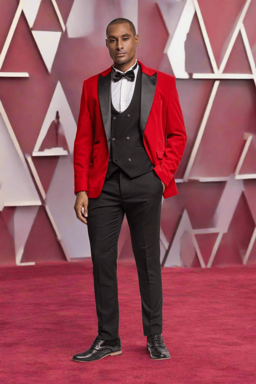 ceehuteey Men's 3 Pieces Velvet Dinner Jacket Fashion for Wedding Groomsmen Suit (Blazer+vest+Pants)