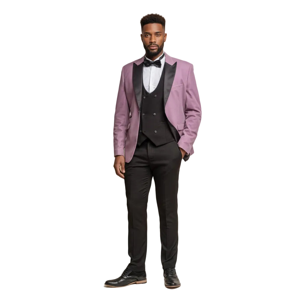 ceehuteey Men's 3 Pieces Velvet Dinner Jacket Fashion for Wedding Groomsmen Suit (Blazer+vest+Pants)