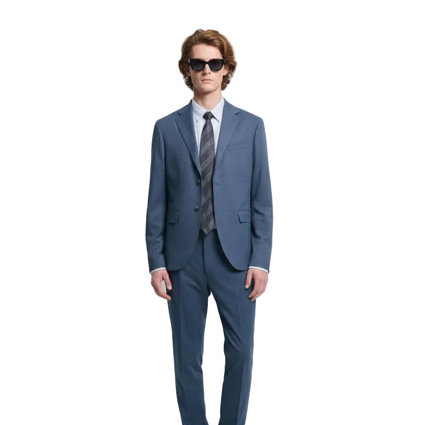 ceehuteey Men's Bussiness Blue two-piece Notch Lapel Elite Suit (Blazer+Pants)