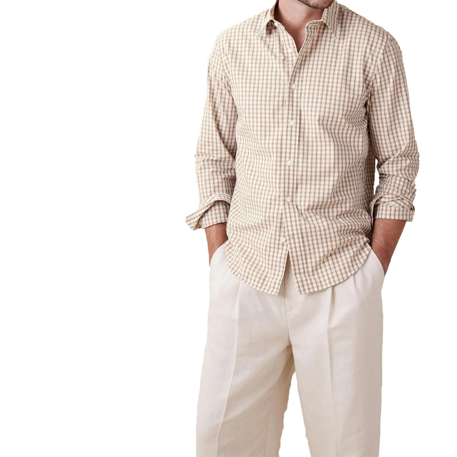 ceehuteey Men's casual houndstooth plaid shirt