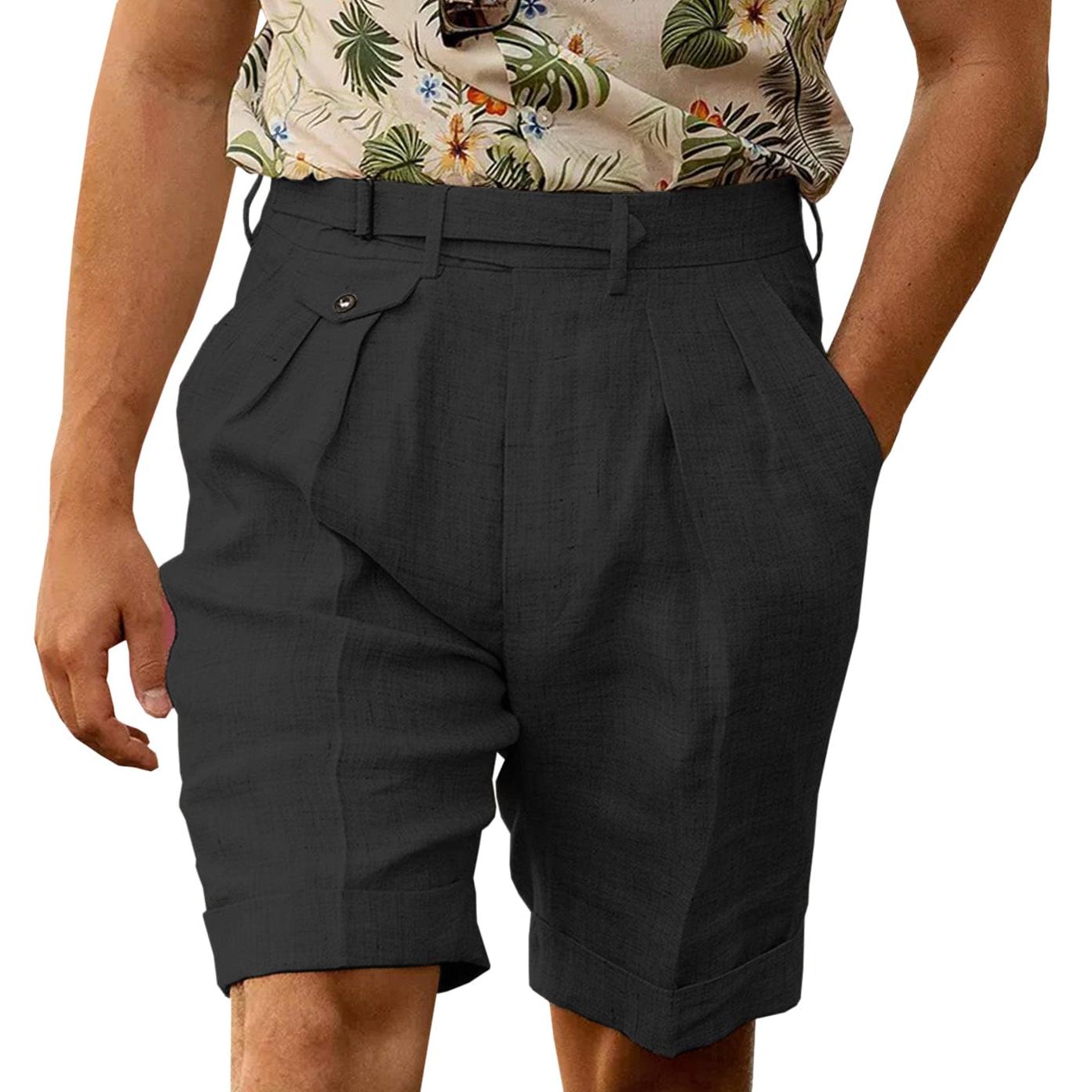 ceehuteey Men's Casual Linen Short Pants Fashion Gorg Trousers