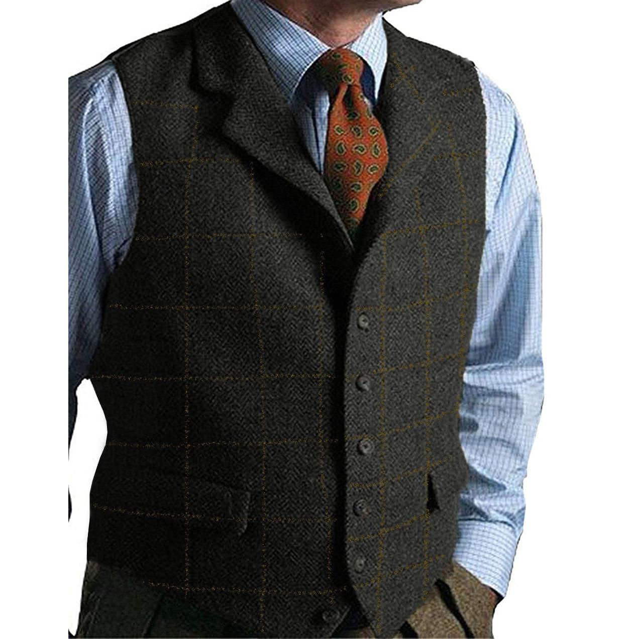 ceehuteey Men's Casual Suit Vest Plaid Waistcoat