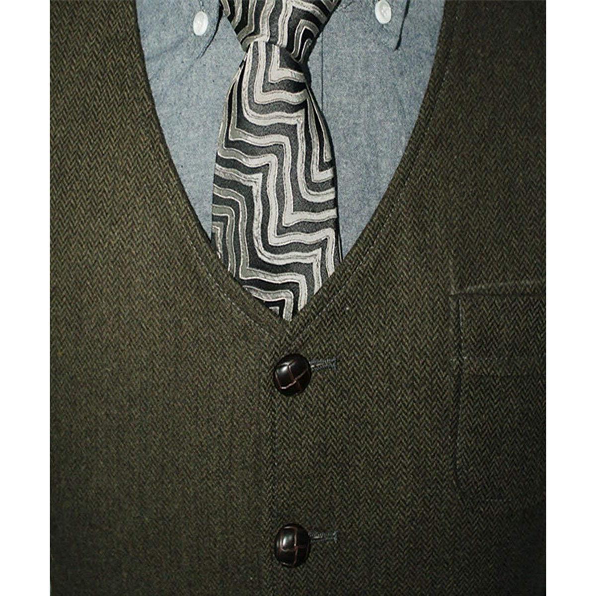 ceehuteey Men's Casual Tweed Herringbone V Neck Waistcoat