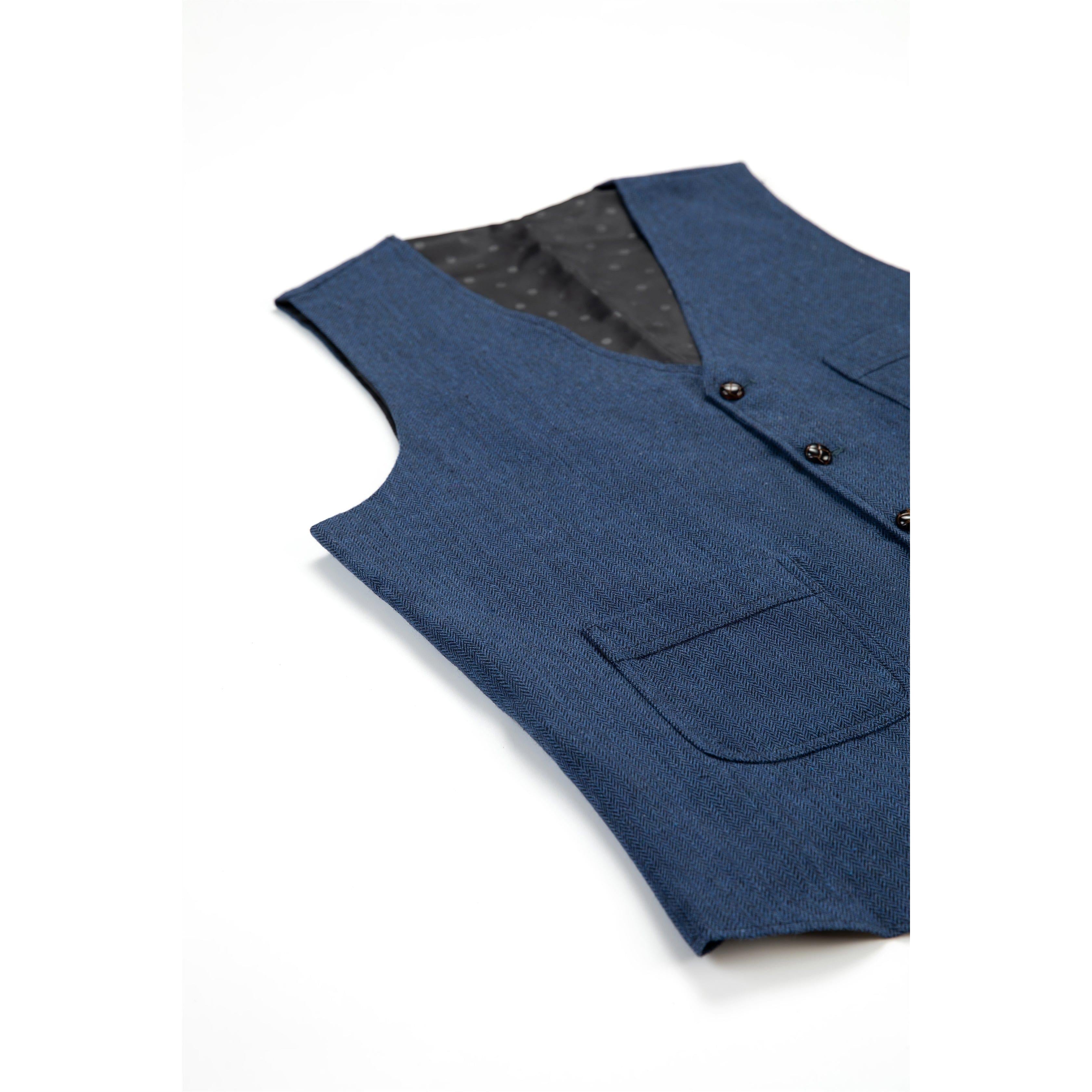 ceehuteey Men's Casual Tweed Herringbone V Neck Waistcoat
