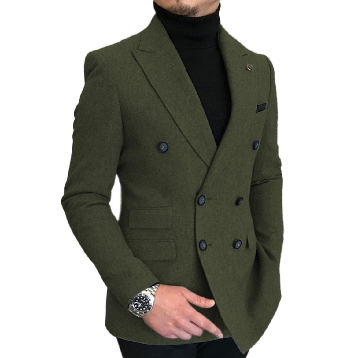 ceehuteey Men's Casual Tweed Regular Fit Notch Lapel Blazer