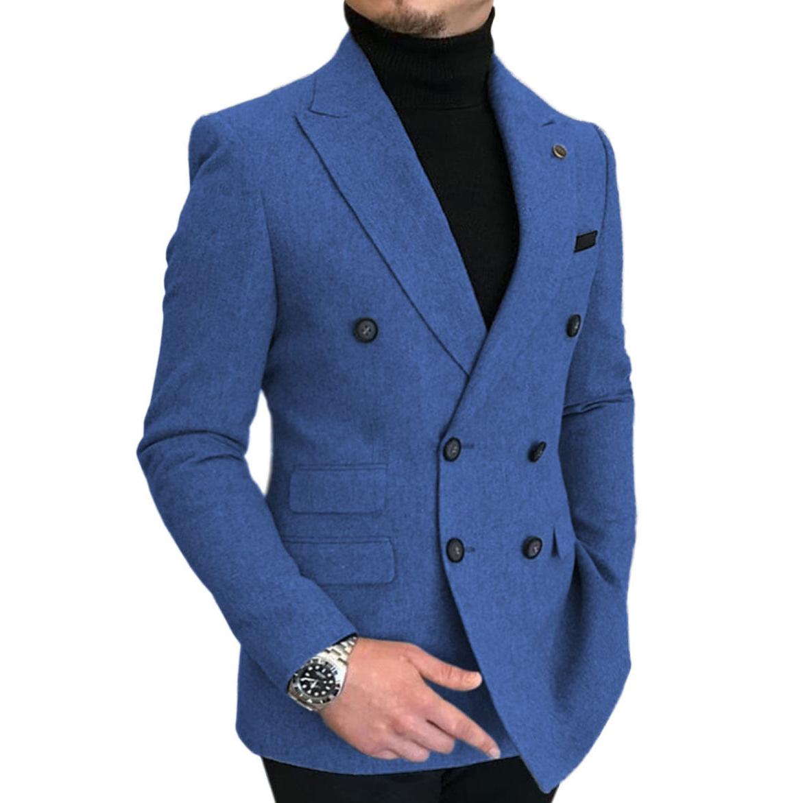 ceehuteey Men's Casual Tweed Regular Fit Notch Lapel Blazer