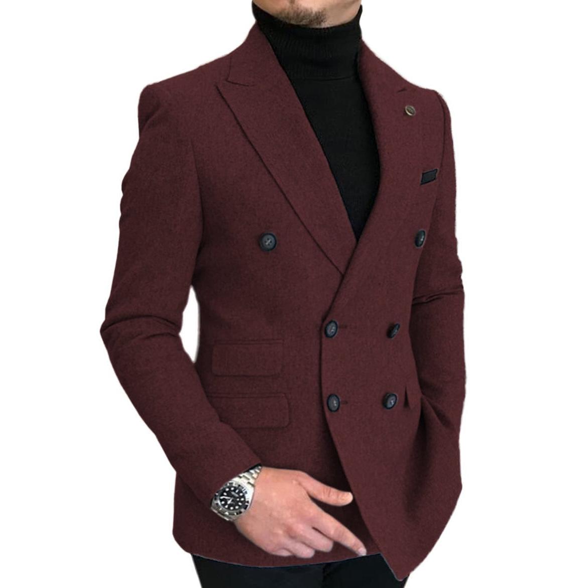 ceehuteey Men's Casual Tweed Regular Fit Notch Lapel Blazer