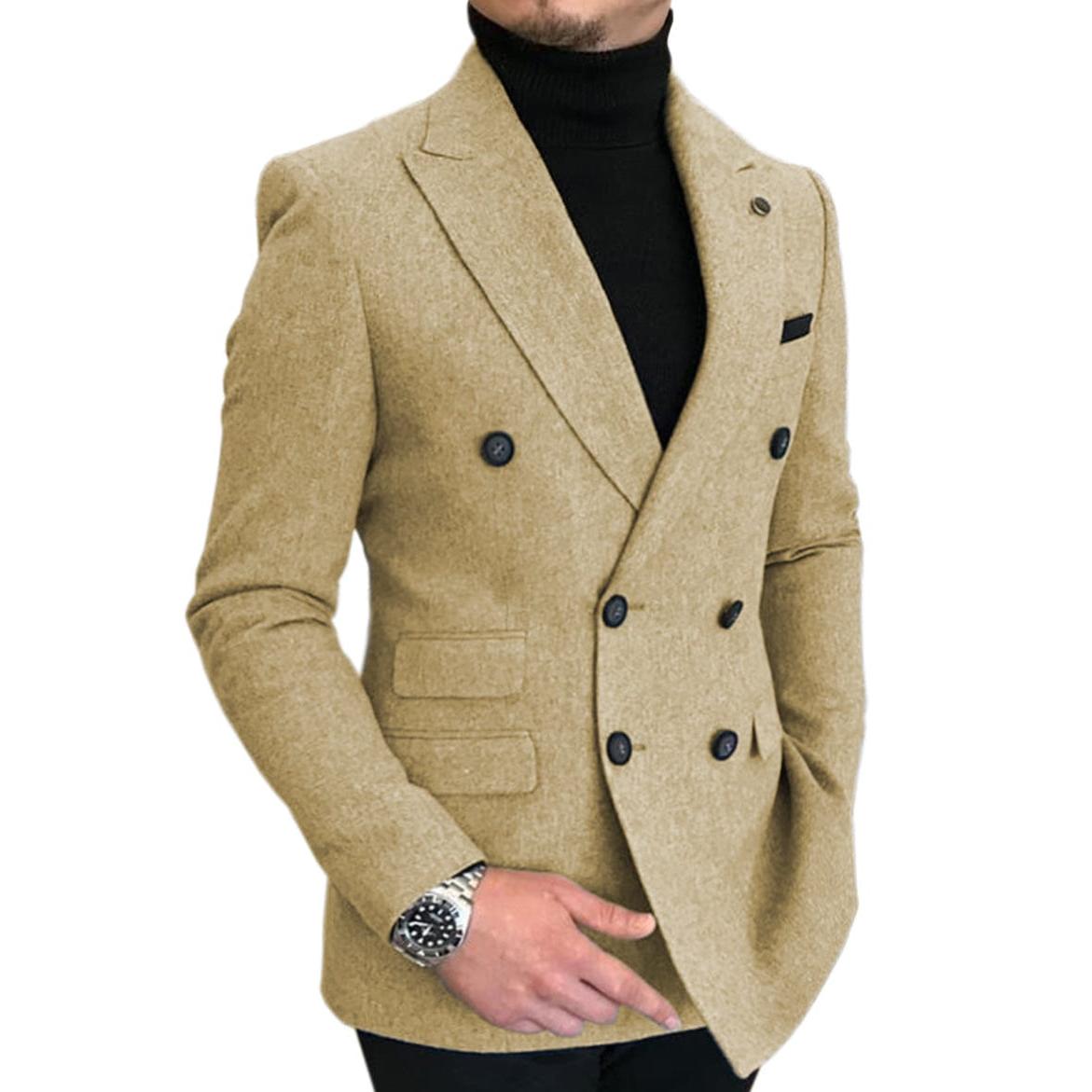 ceehuteey Men's Casual Tweed Regular Fit Notch Lapel Blazer