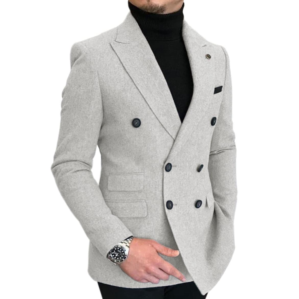 ceehuteey Men's Casual Tweed Regular Fit Notch Lapel Blazer