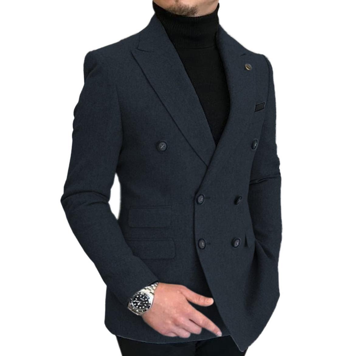 ceehuteey Men's Casual Tweed Regular Fit Notch Lapel Blazer