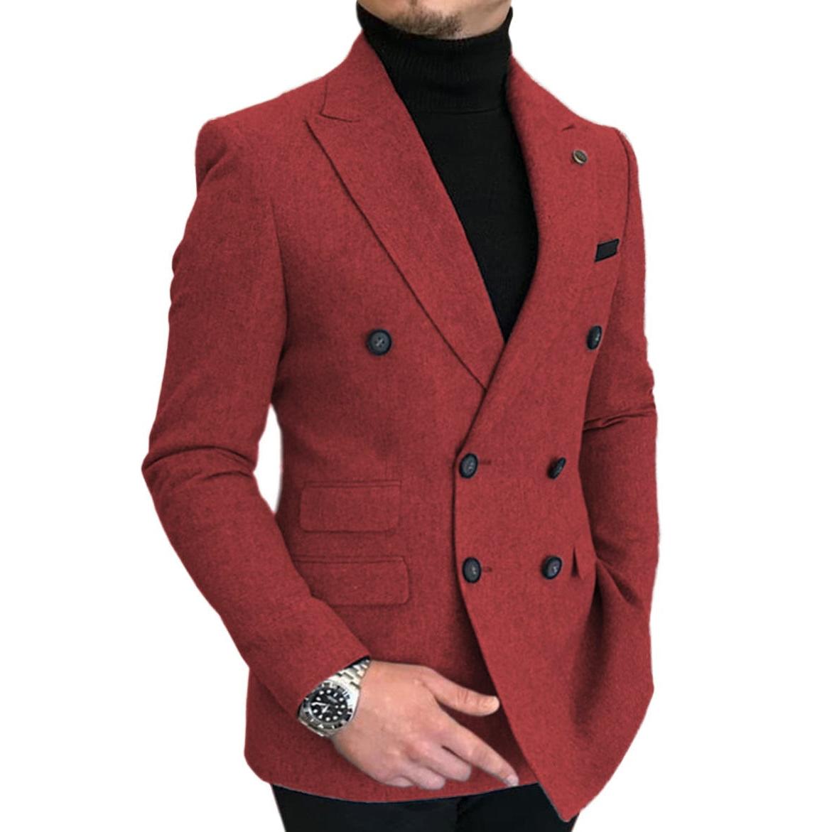 ceehuteey Men's Casual Tweed Regular Fit Notch Lapel Blazer
