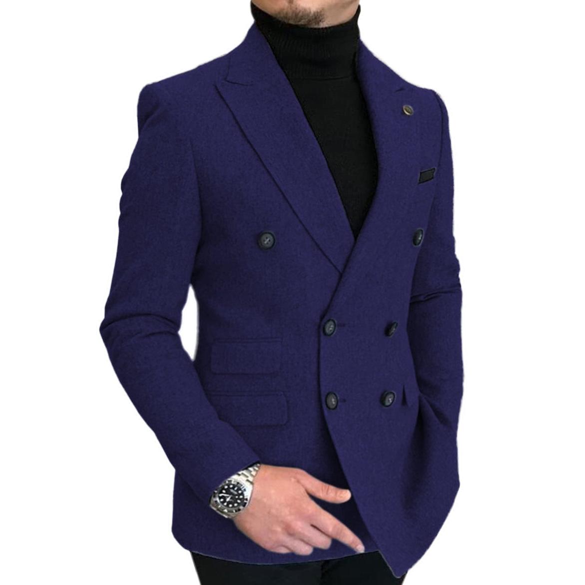 ceehuteey Men's Casual Tweed Regular Fit Notch Lapel Blazer