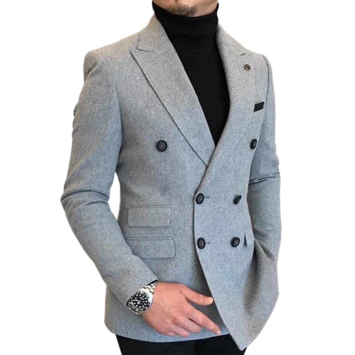 ceehuteey Men's Casual Tweed Regular Fit Notch Lapel Blazer