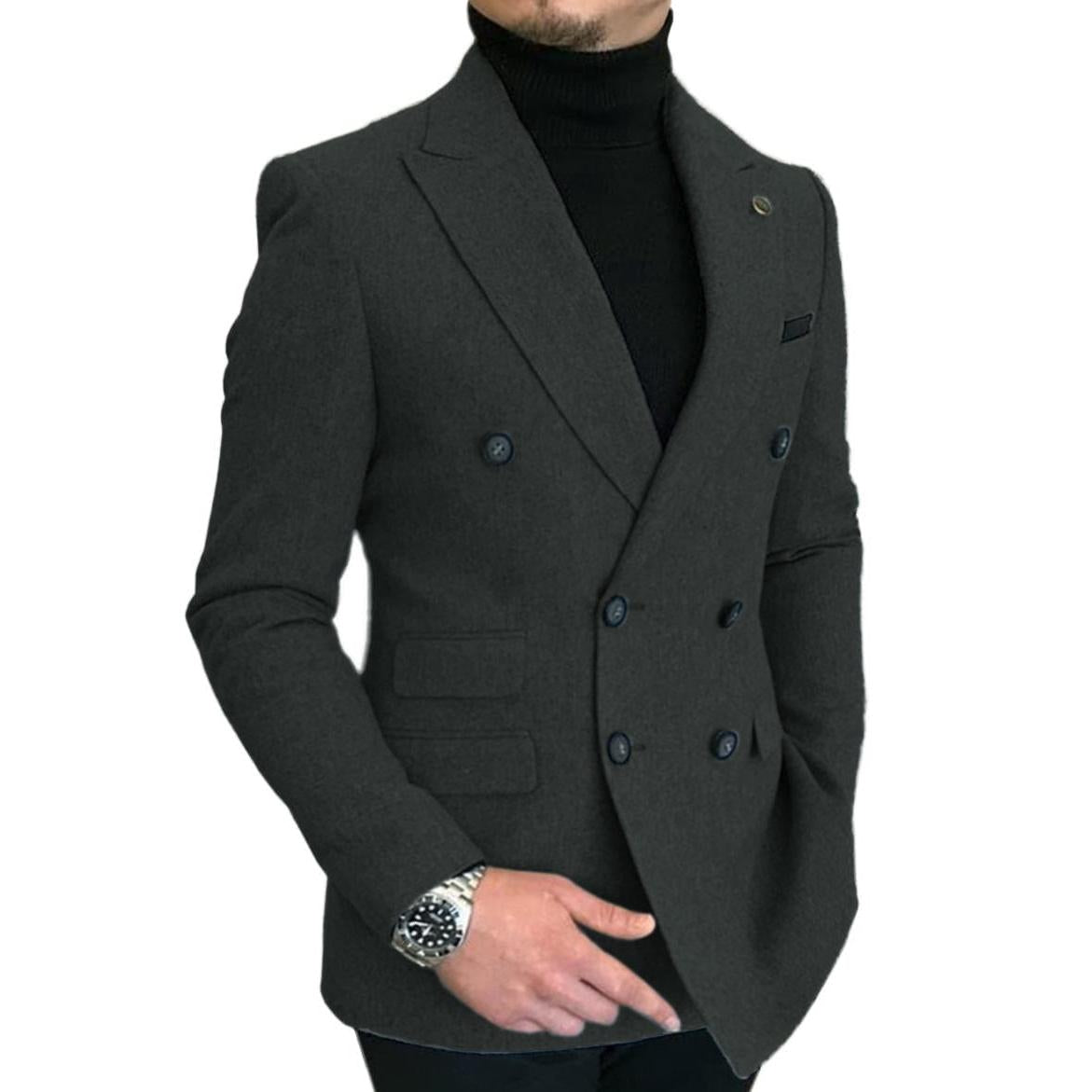 ceehuteey Men's Casual Tweed Regular Fit Notch Lapel Blazer