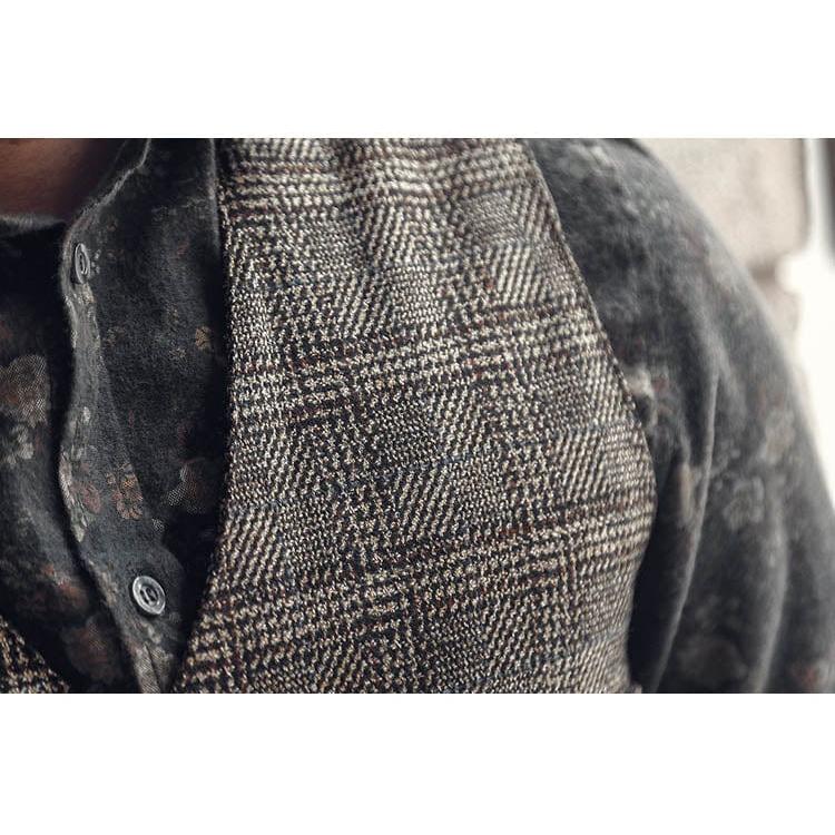 ceehuteey Men's Causual Plaid Tweed V Neck Waistcoat