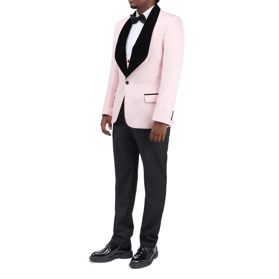 ceehuteey Men's Classic DesignPatterned Slim Fit 3 Piece Shawl Lapel Tuxedos (Blazer+vest+Pants)