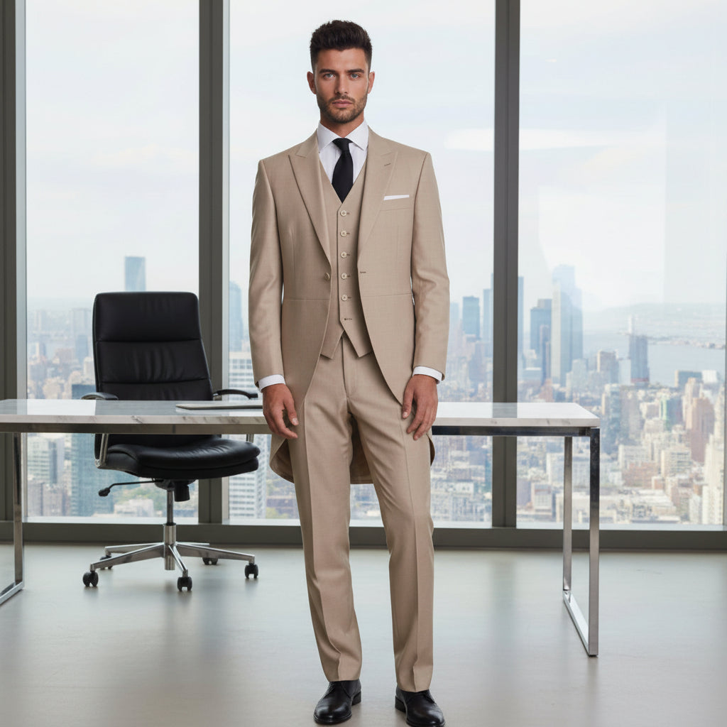 ceehuteey Men's Classic Peak lapel Tuxedos For Wedding Groomsmen (Blazer+vest+Pants)