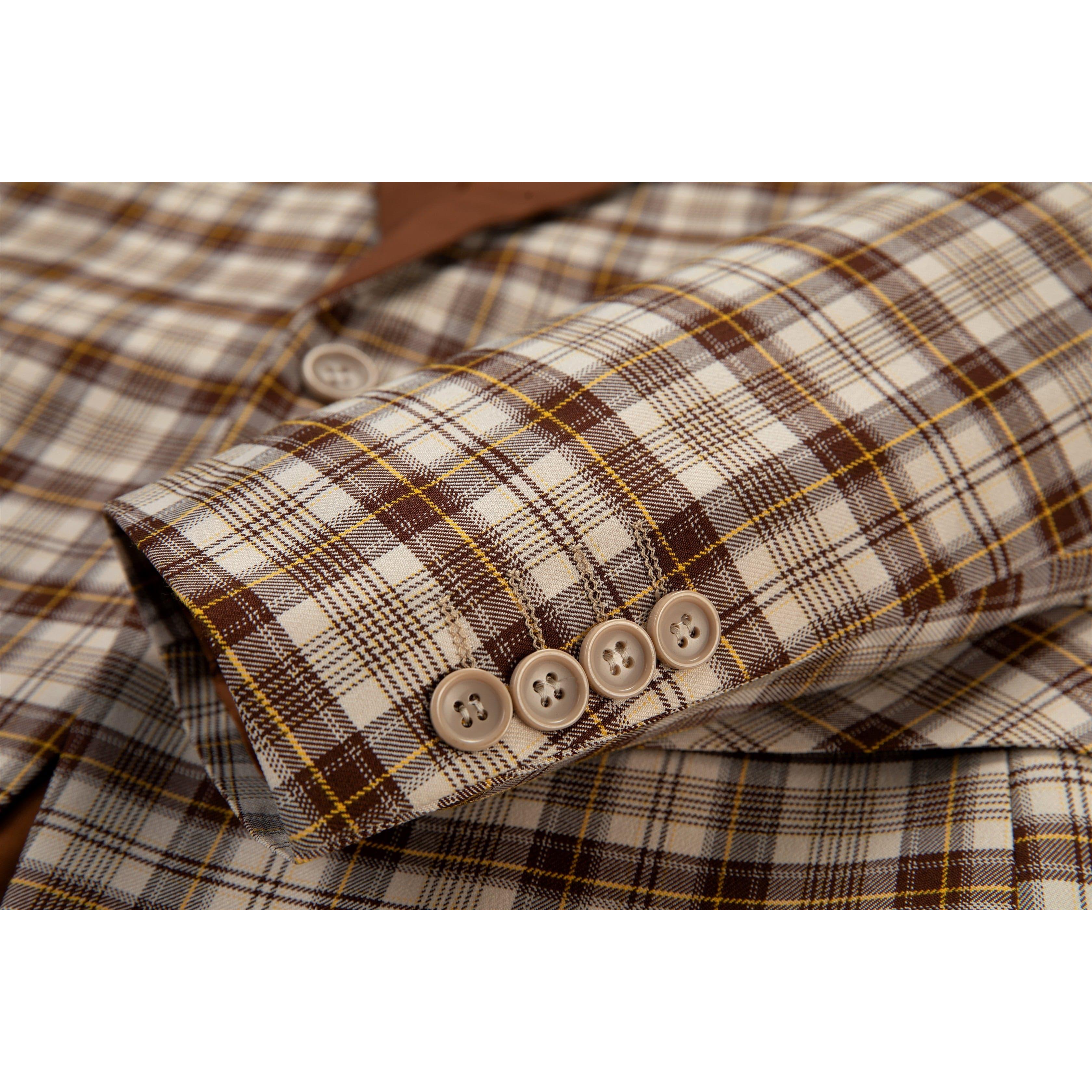 ceehuteey Men's Classic plaid Business suit Peak Lapel Regular Fit 3 Pieces suit (Blazer+vest+Pants)