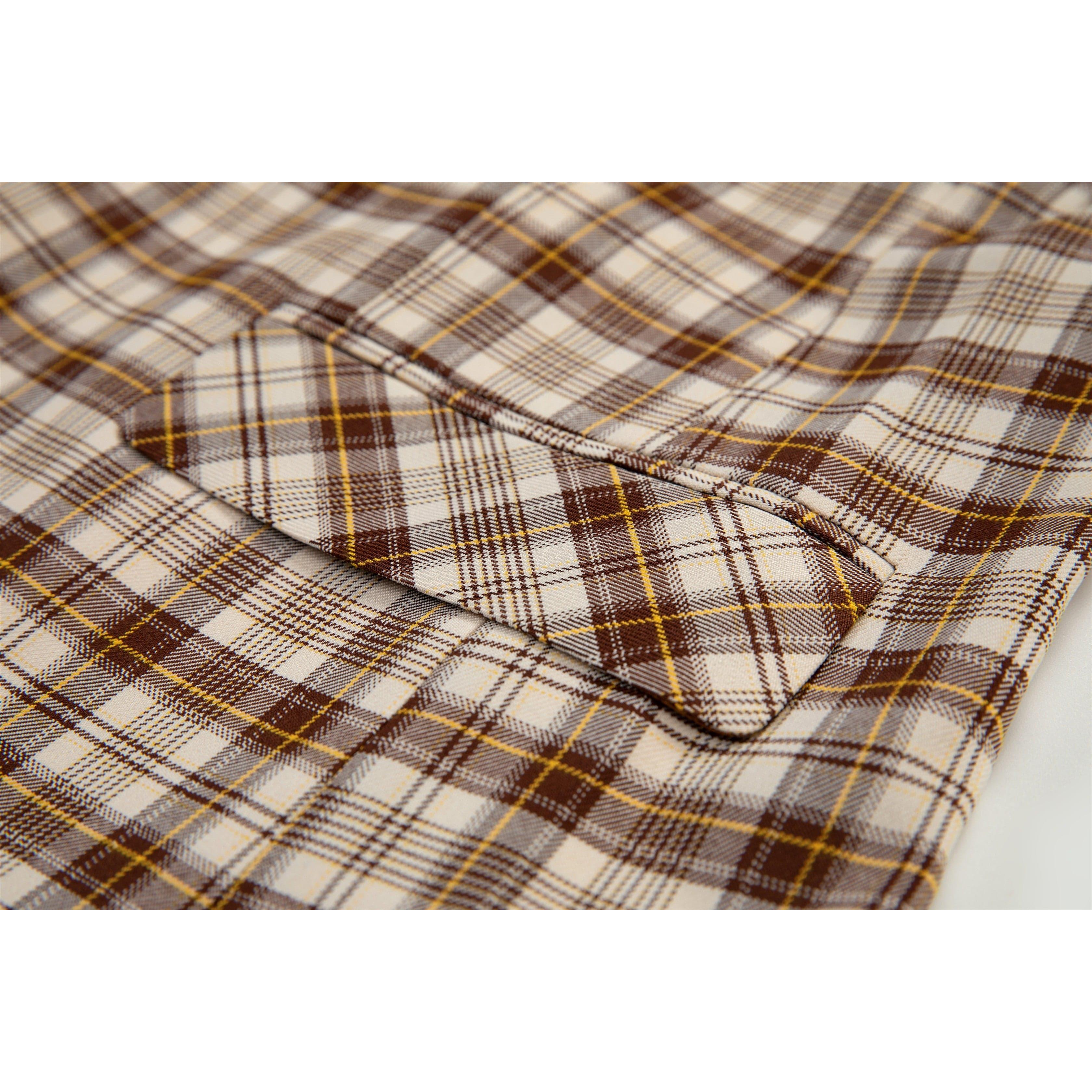 ceehuteey Men's Classic plaid Business suit Peak Lapel Regular Fit 3 Pieces suit (Blazer+vest+Pants)