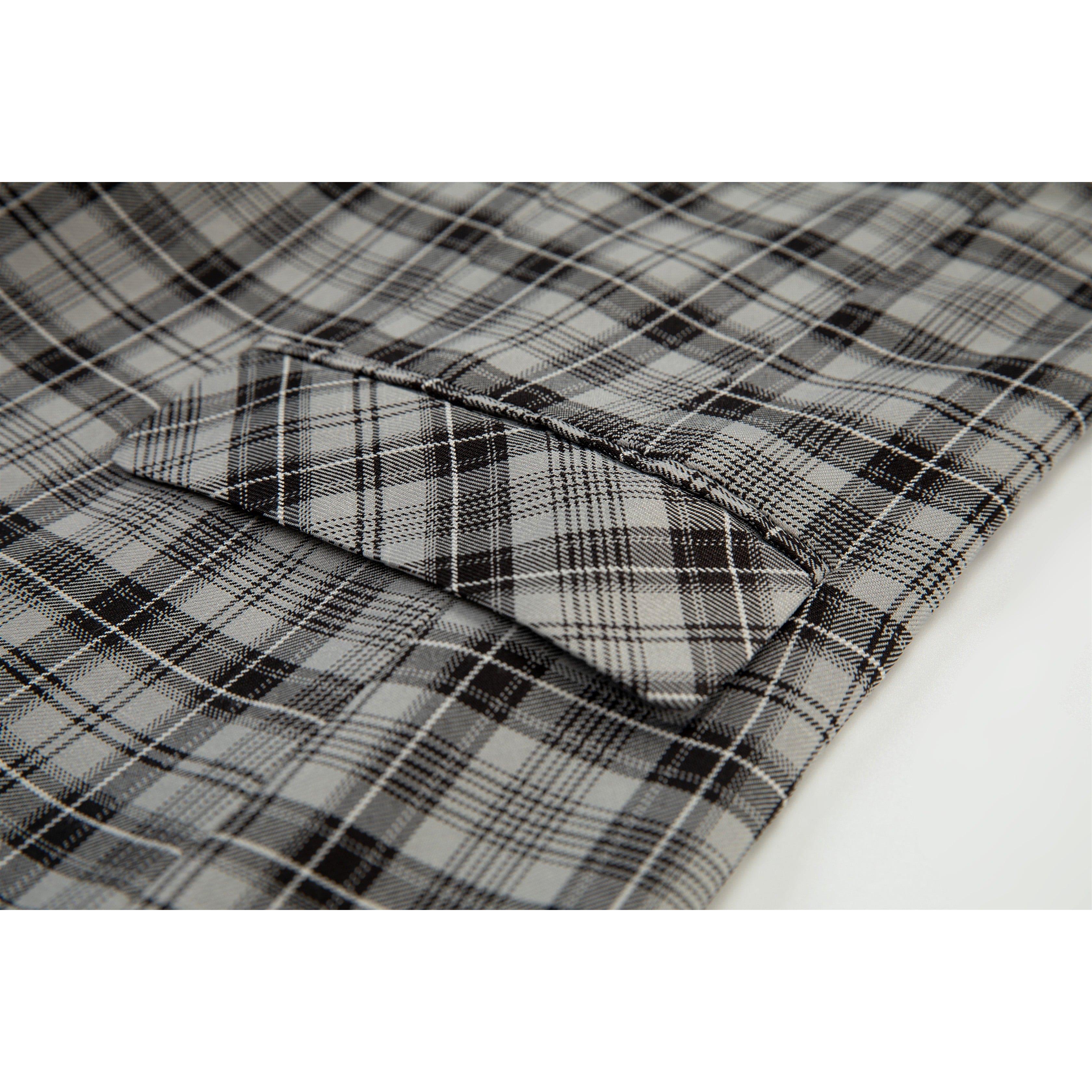 ceehuteey Men's Classic plaid Business suit Peak Lapel Regular Fit 3 Pieces suit (Blazer+vest+Pants)