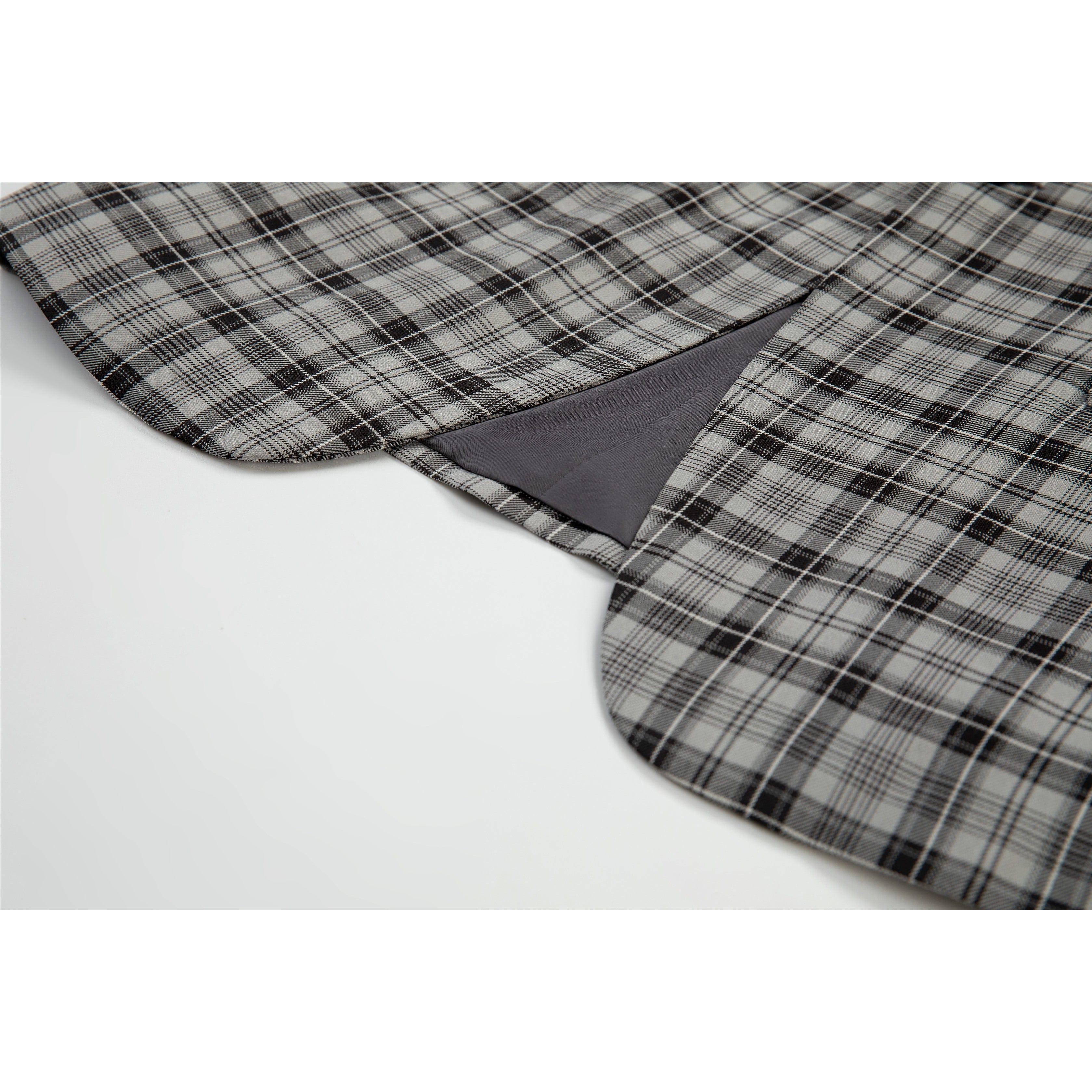 ceehuteey Men's Classic plaid Business suit Peak Lapel Regular Fit 3 Pieces suit (Blazer+vest+Pants)