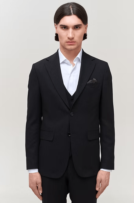 ceehuteey Men's classic three-piece suit in black Signature Fashion Notch Lapel Business Multiple Occasions Suit (Blazer+vest+Pants)
