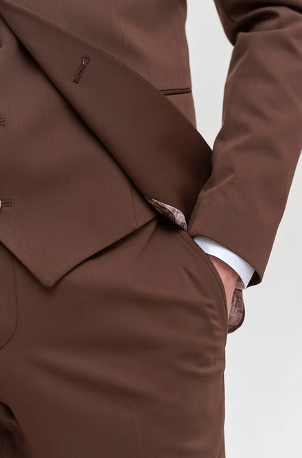ceehuteey Men's Classic three-piece Suit in Brown Signature Fashion Notch Lapel Business Multiple Occasions Suit (Blazer+vest+Pants)