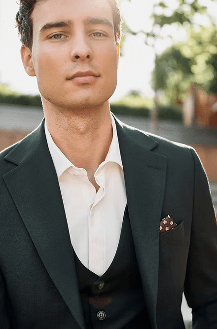 ceehuteey Men's classic three-piece suit in teal Signature Fashion Notch Lapel Business Multiple Occasions Suit (Blazer+vest+Pants)