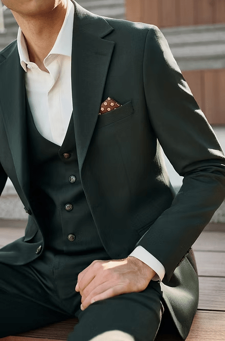 ceehuteey Men's classic three-piece suit in teal Signature Fashion Notch Lapel Business Multiple Occasions Suit (Blazer+vest+Pants)