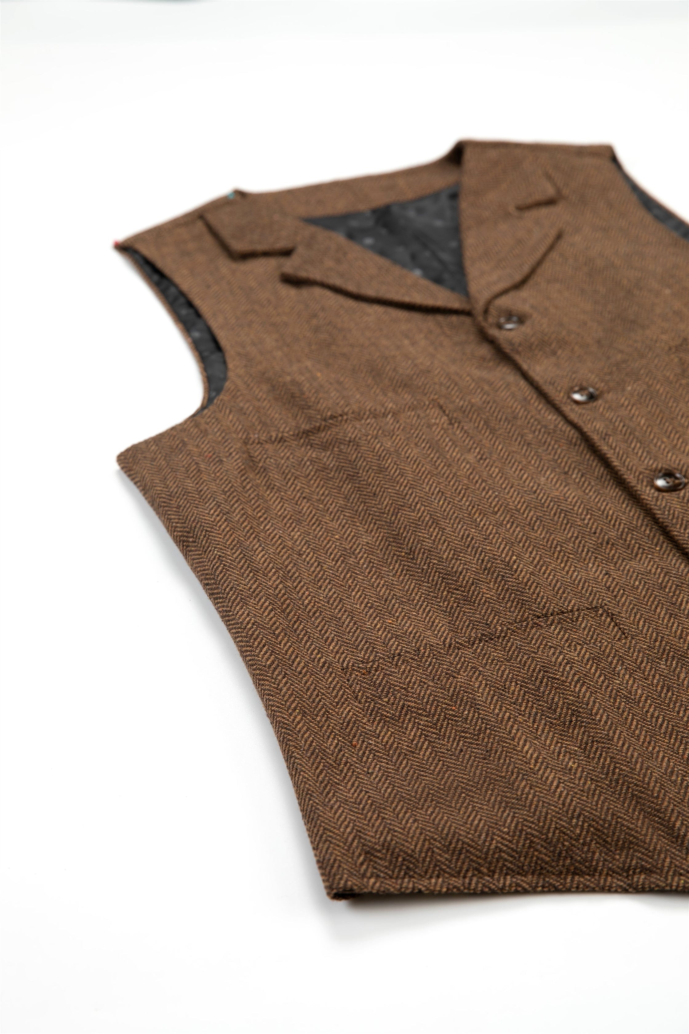 ceehuteey Men's Classic Tweed Herringbone Vest Slim Fit Notch Lapel Waistcoat