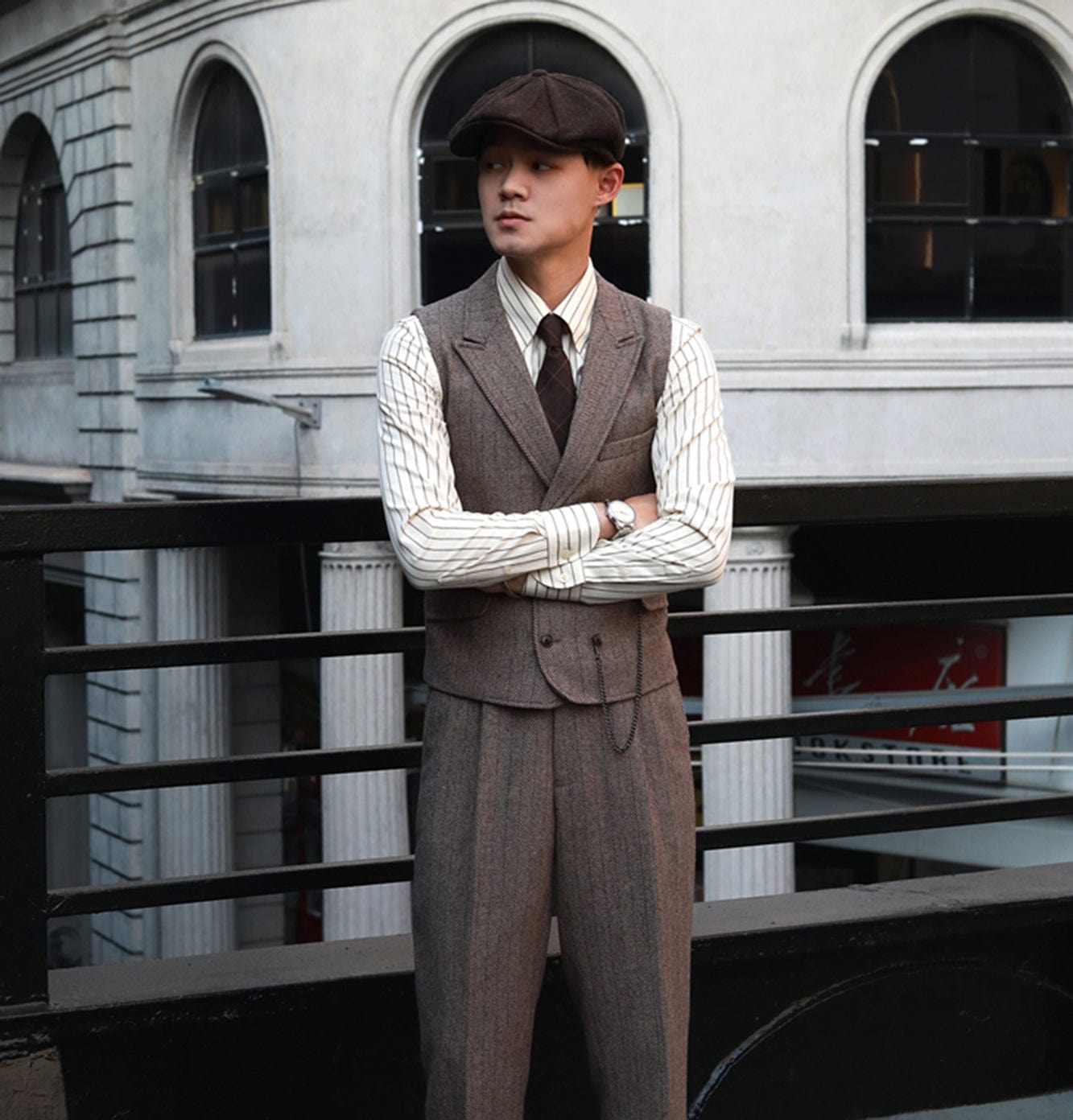 ceehuteey men’s classical herringbone suits 3 piece suits regular fit wedding groom suits (blazer+vest+pants)