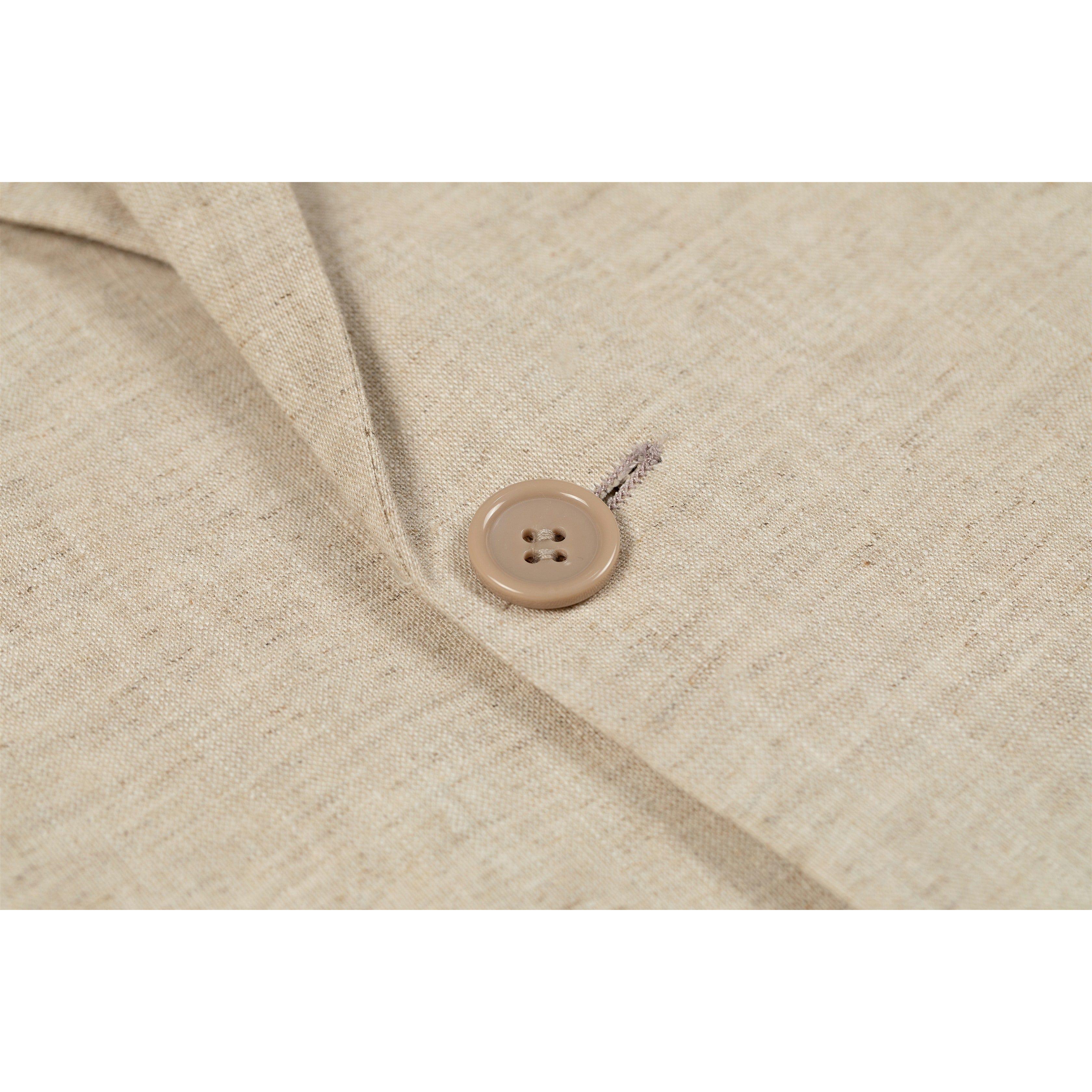 ceehuteey Men's Cotton and Linen Solid Notch Lapel Suit Suit Shorts Two-piece Set