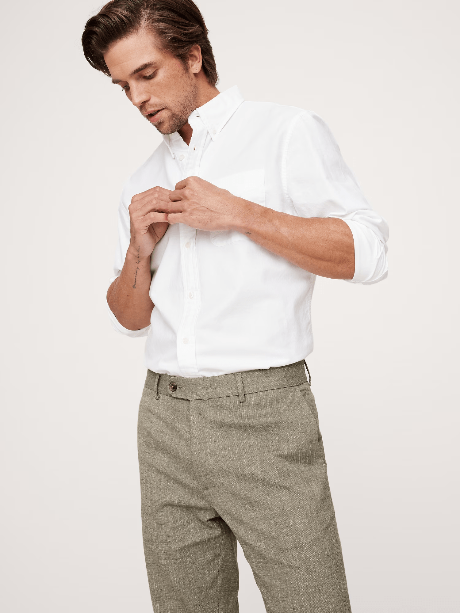 ceehuteey Men's Cotton-Linen stylish Slim Wrinkle-Resistant Dress Pant