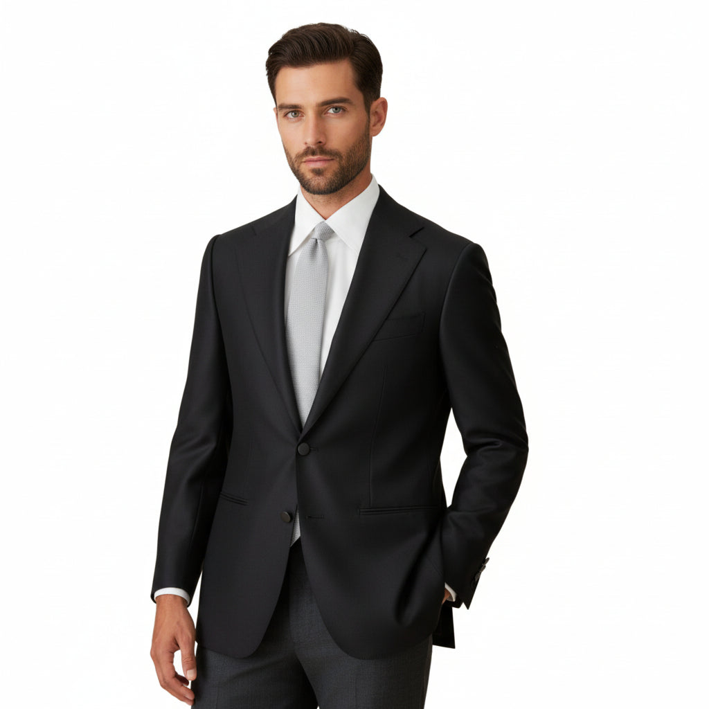 ceehuteey Men's Fashion Bussiness two-piece Suit in Black Peak Lapel Multiple Occasions Tuxedos (Blazer+Pants)