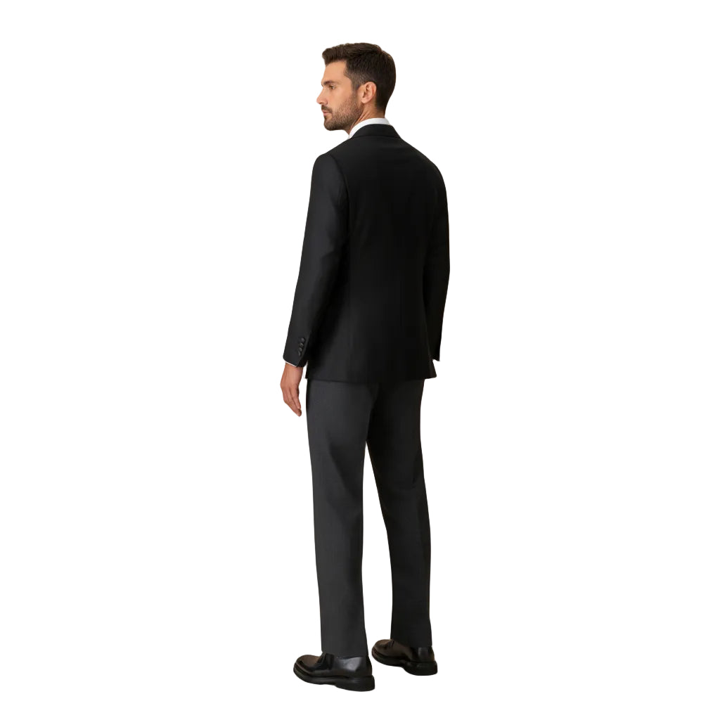 ceehuteey Men's Fashion Bussiness two-piece Suit in Black Peak Lapel Multiple Occasions Tuxedos (Blazer+Pants)