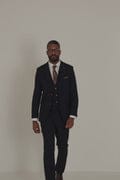 ceehuteey Men's Fashion three-piece Black Suit in Signature Peak lapel Business Tuxedos(Blazer+vest+Pants)