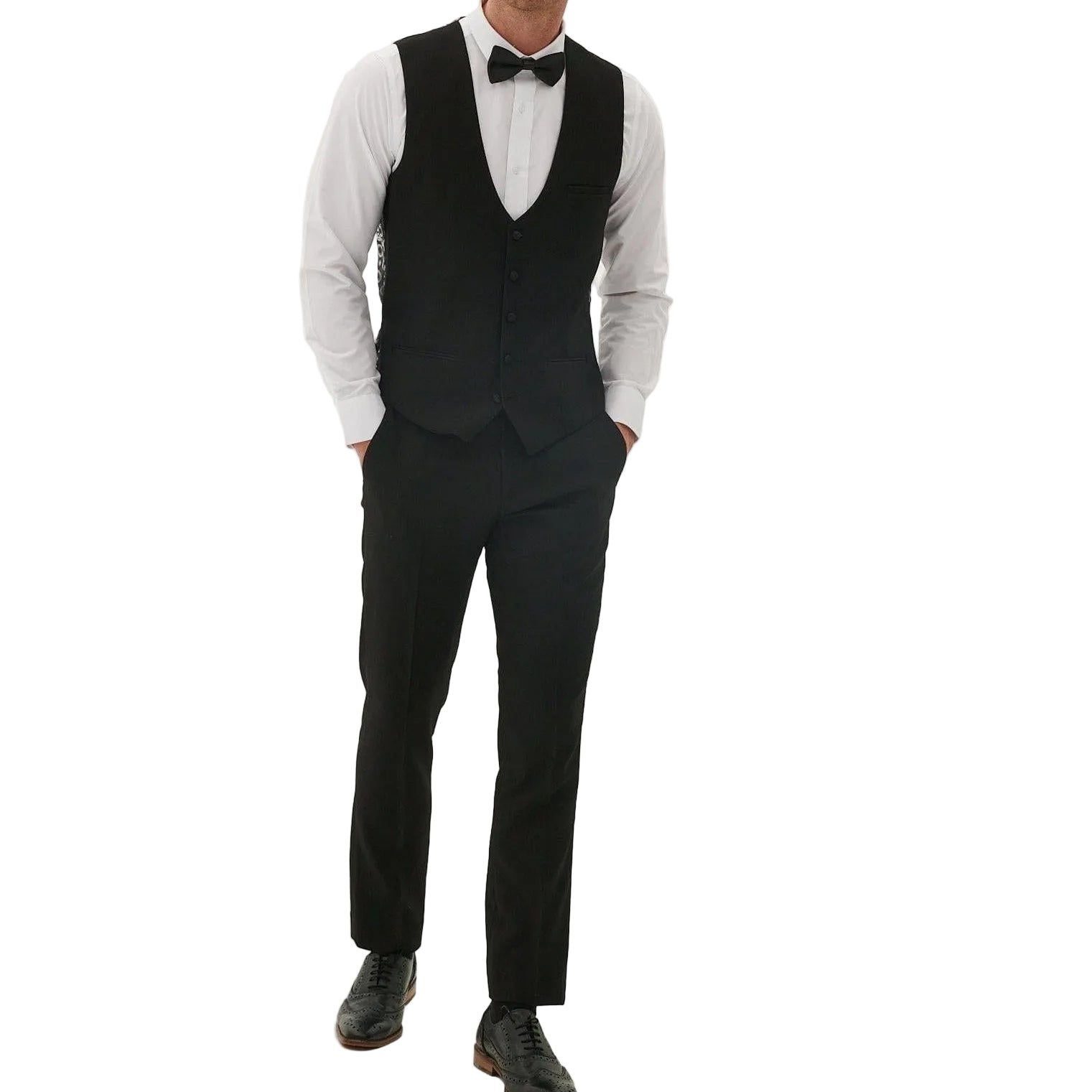 ceehuteey Men's Fashion three-piece Suit in Black Signature Peak Lapel Multiple Occasions Tuxedos For Wedding (Blazer+vest+Pants)